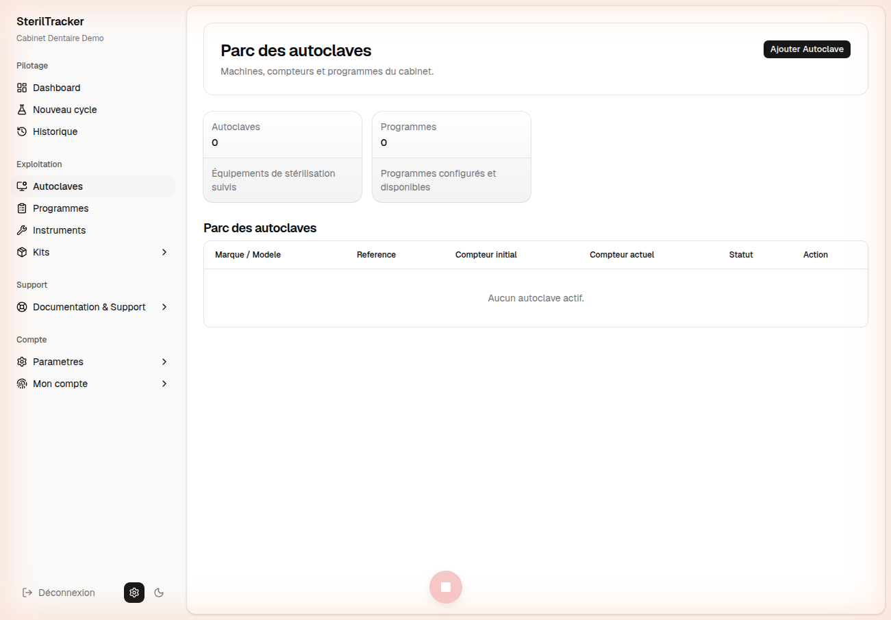 Liste des autoclaves